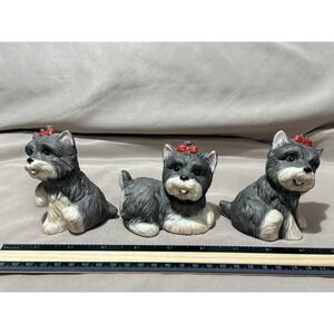 Vtg Homco Ceramic Yorkie Dog Figurines Yorkshire Terrier 1475 Set of 3 Excellent